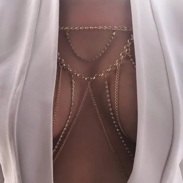 Nightclub Hollow Out Chain Rhinestone Body Chain