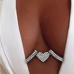 1Sexy Solid Crystal Halter Heart-shaped Metal Body Chain