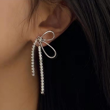 Bow Tassels Personality Simple Design Earrings
