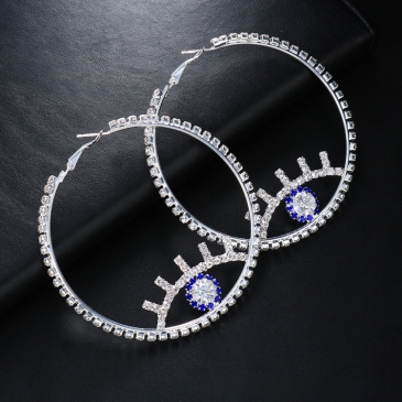  Evil Eye Rhinestone Hoop Earrings For Ladies