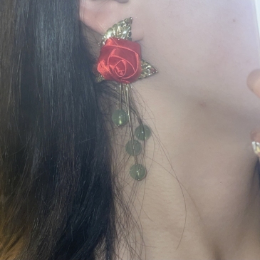   Fashion Rose Design Contrast Color Laides Earrings