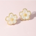 3 Flower Patchwork Design Sweet Korean Style Earrings