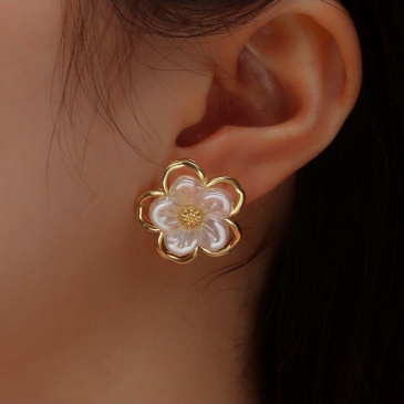  Flower Patchwork Design Sweet Korean Style Earrings