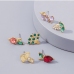 3 Rhinestone Contrast Color Design Geometric Earrings Sets