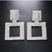 4  Urban Fashion Geometric Square Shape Rhinestone Earrings