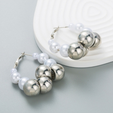 Designer Chic Faux-Pearl Round Earrings For Women