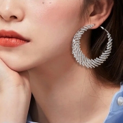 Fashion Circular Geometric Rhinestone Earrings 