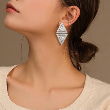 Fashion Simple  Rhinestone Geometric  Earrings