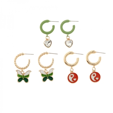 Korean Style Contrast Color 6 Piece Earrings