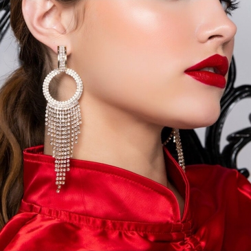 Rhinestone Tassel Earrings For Women