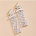 6Rhinestone Tassels Long Earrings For Women