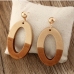 12Vintage Wood Hollow Out Geometric Earrings