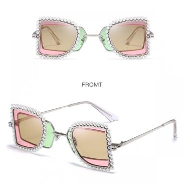  Faux Pearl Decor Designer Sunglasses For Women