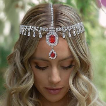 Temperament Contrast Color Pendant Rhinestone Headdress