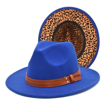  Outdoor Vintage Leopard Felt Fedora Hats