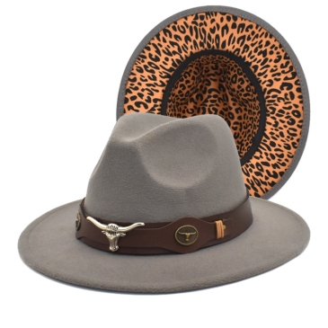  Versatile Street Winter Leopard Fedora Hat Caps