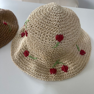 Casual Cherry  Bucket Hat Straw  Bucket Hat 