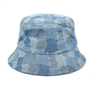 Chic Blue Denim Color Block Unisex Fisherman Hats