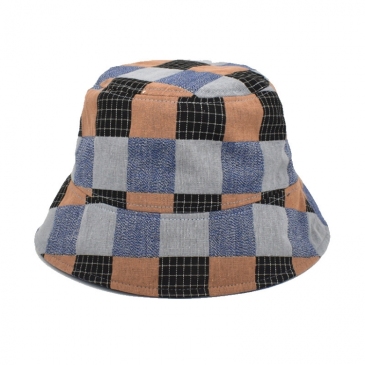 Contrast Color Grid Unisex Fisherman Bucket Hat 