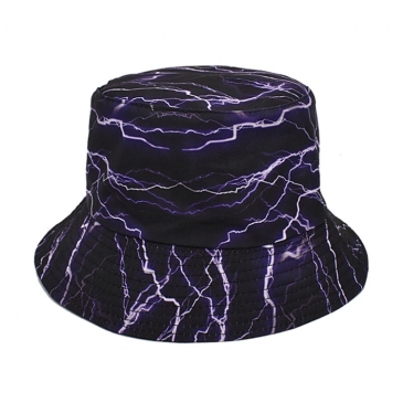 Lightning Printed Black Outdoor Casual Fisherman Hats