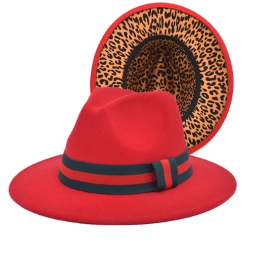 Reversible Leopard Felt Fedora Hats For Men