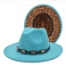 11Trendy British Style Unisex Leopard Felt Fedora Hat 