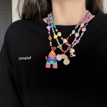   Fashion Contrast Color Cartoon Pattern Personality Necklace