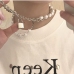 3 Faux Pearl Chain Lock Pendant Necklace
