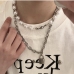 4 Faux Pearl Chain Lock Pendant Necklace