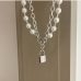 8 Faux Pearl Chain Lock Pendant Necklace