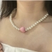 5 Faux Pearl Heart Beading Choker Necklace