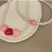 6 Faux Pearl Heart Beading Choker Necklace