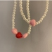 7 Faux Pearl Heart Beading Choker Necklace
