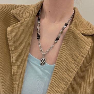  Hip-Hop Style Checkerboard Necklace