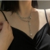 3 Metal Chain Faux Pearl Layered Necklace
