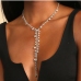 3Easy Matching Shiny Rhinestone Long Tassel Necklace
