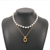 12Fashion Ladies Faux Pearl Layered Pendant Necklace