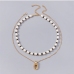 10Fashion Ladies Faux Pearl Layered Pendant Necklace