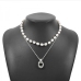 11Fashion Ladies Faux Pearl Layered Pendant Necklace