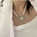 3Faux Pearl Rhinestone Ladies Pendant Necklace