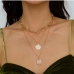 3Hollow Out Geometric Pendant Layered Necklace