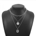 8Hollow Out Geometric Pendant Layered Necklace