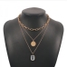 9Hollow Out Geometric Pendant Layered Necklace