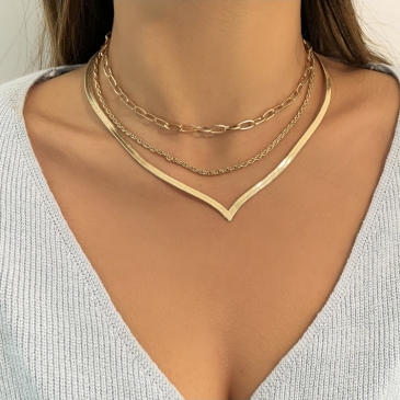Metal Chain Versatile Layered Necklace For Women