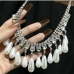 6Party Rhinestone  Faux Pearl Pendant Ladies Necklace