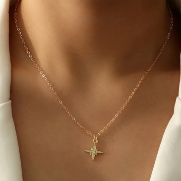 Stylish Solid Star Women Pendant Necklace