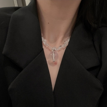 Transparent Beading Pendant Choker Necklace