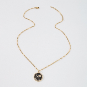 Trendy Metal Chain Round Pendant Necklace