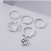 6  Fashion Heart Plaid Simple Cool Ring Set