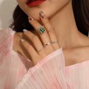   Fashion Heart Plaid Simple Cool Ring Set